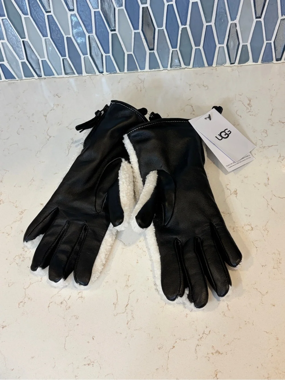 UGG White Sherpa Gloves